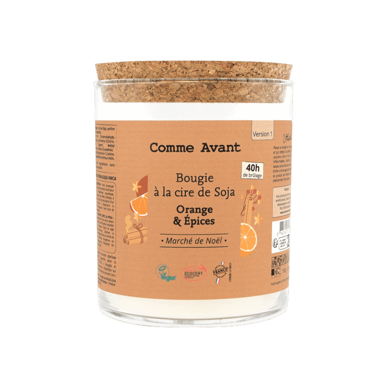 Comme Avant - Bougie parfumée à la cire de soja - Version 1 – 1 bougie parfumé - 190g (durée ≈40h) / Sapin & Cèdre