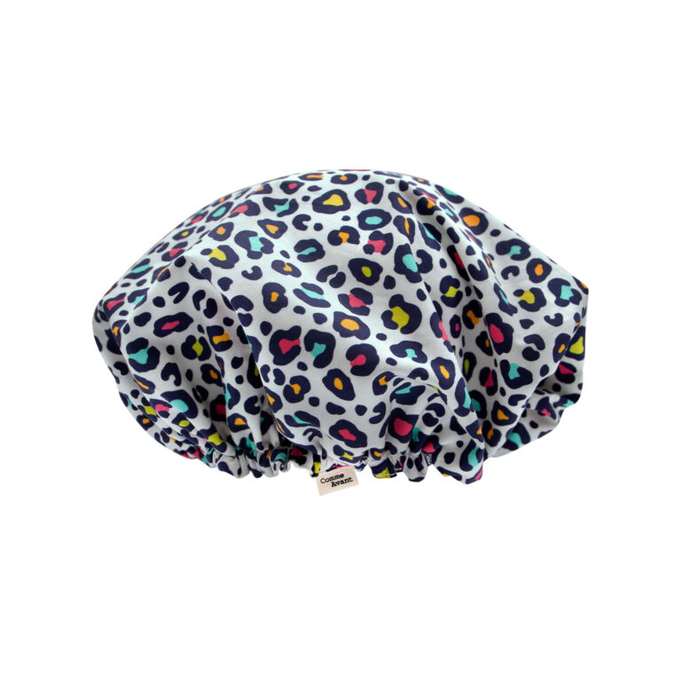 Comme Avant - Bonnet Charlotte de douche en coton - Version 1 – Lot Adulte + Enfant / Fleurs bleues