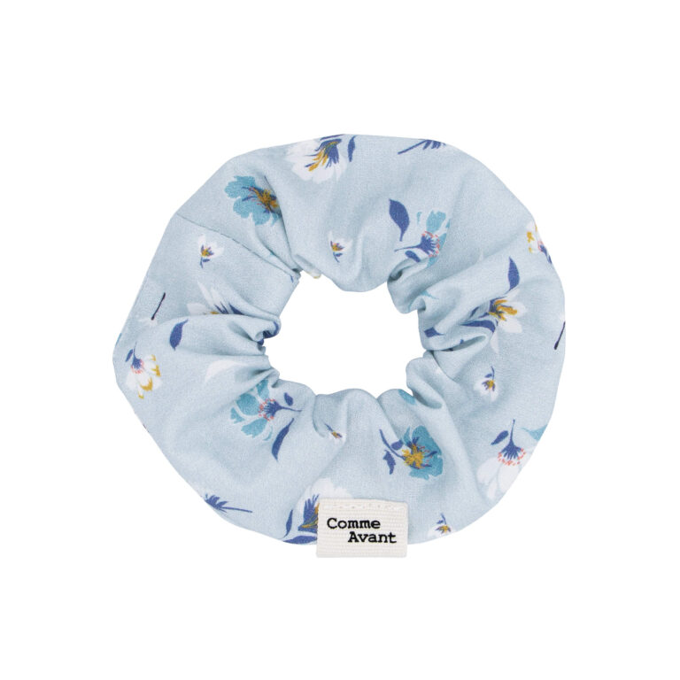 Comme Avant - Chouchou cheveux en coton - Version 1 – Lot Grand + Petit format / Fleurs bleues