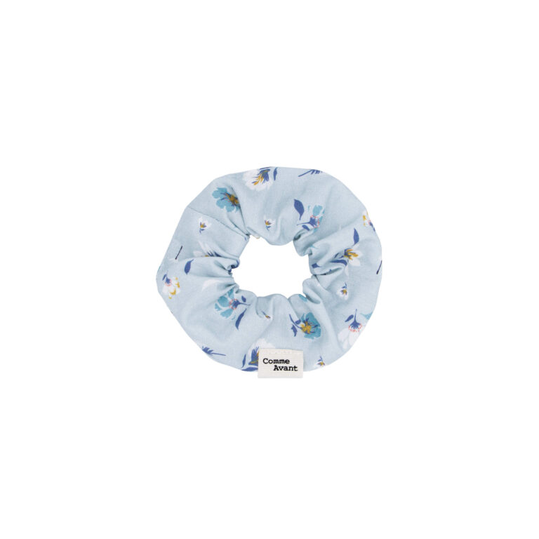 Comme Avant - Chouchou cheveux en coton - Version 1 – Lot Grand + Petit format / Fleurs bleues