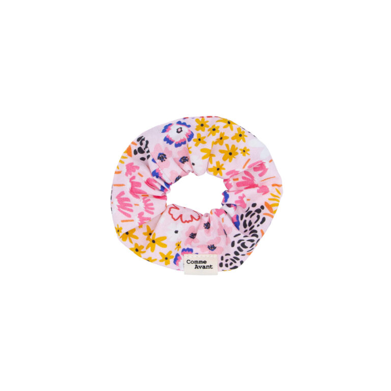 Comme Avant - Chouchou cheveux en coton - Version 1 – Lot Grand + Petit format / Fleurs bleues
