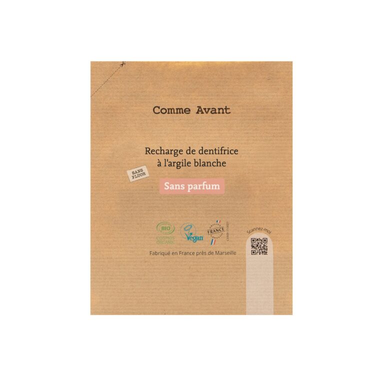 Comme Avant - Dentifrice en pâte à l'argile blanche - Version 2 – 1 dentifrice - 90ml