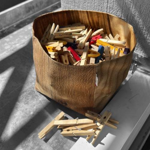 panier de rangement bois apprivoise unique reversible made in france MARON BOUILLIE - Panier de rangement - Bois apprivoisé