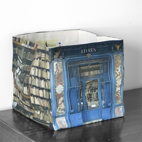 panier tissu souvenir livres le pont traverse MARON BOUILLIE - Boite de rangement Livres Le pont traversé