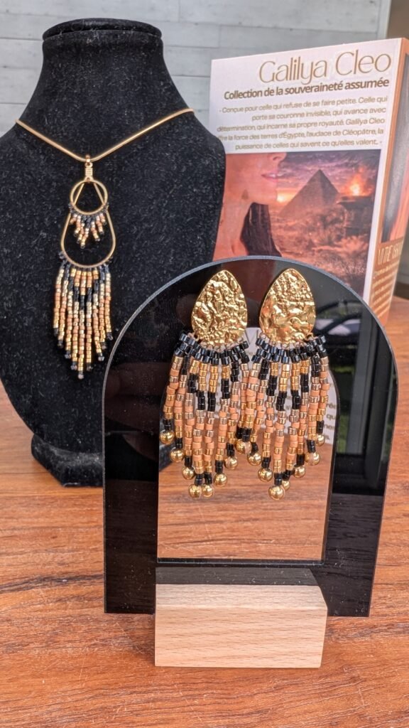 Valdyria - Petites Boucles d’Oreilles Galilya Cleo Bronze Ébène
