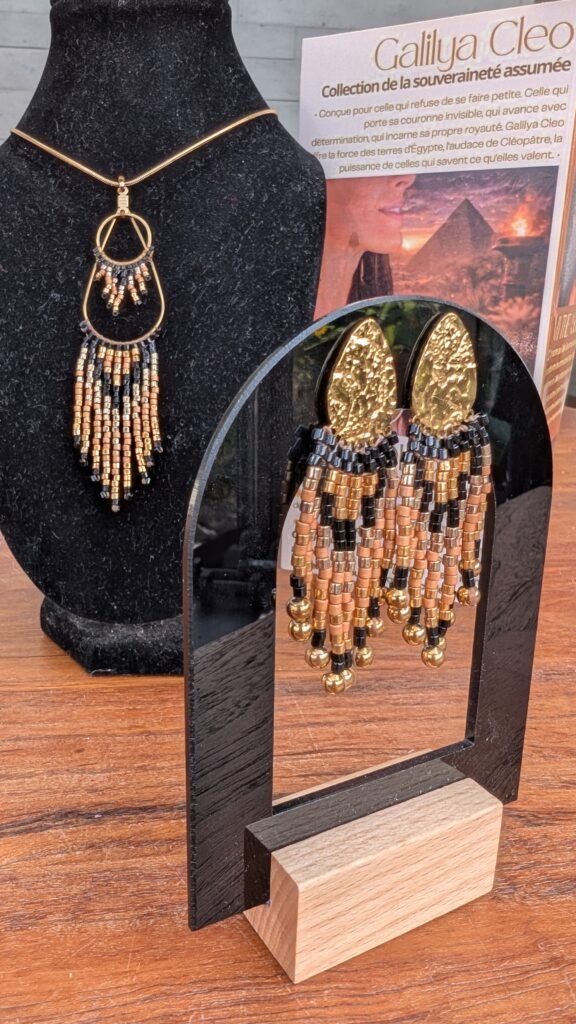 Valdyria - Petites Boucles d’Oreilles Galilya Cleo Bronze Ébène