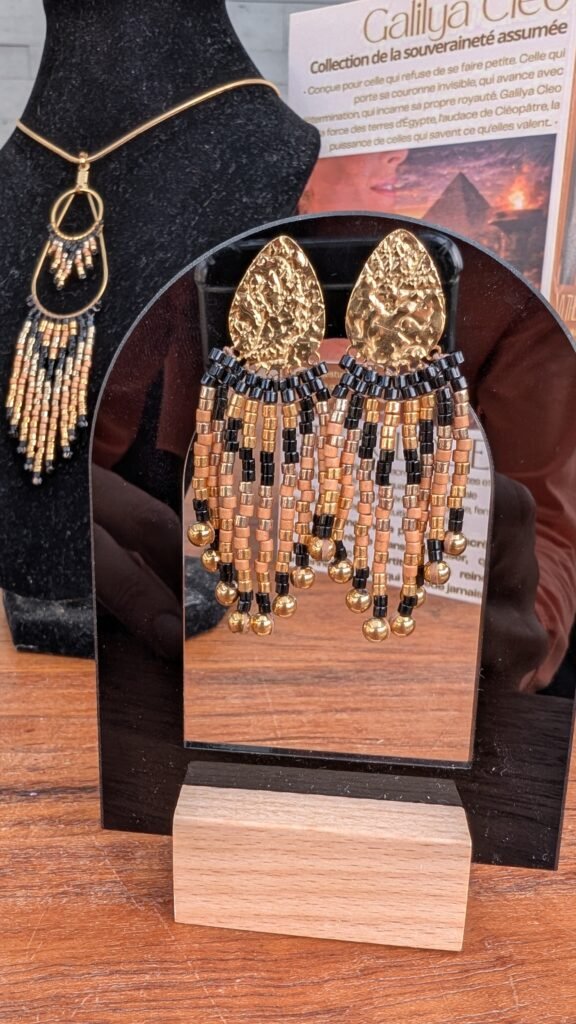 Valdyria - Petites Boucles d’Oreilles Galilya Cleo Bronze Ébène