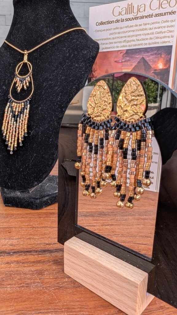 Valdyria - Petites Boucles d’Oreilles Galilya Cleo Bronze Ébène