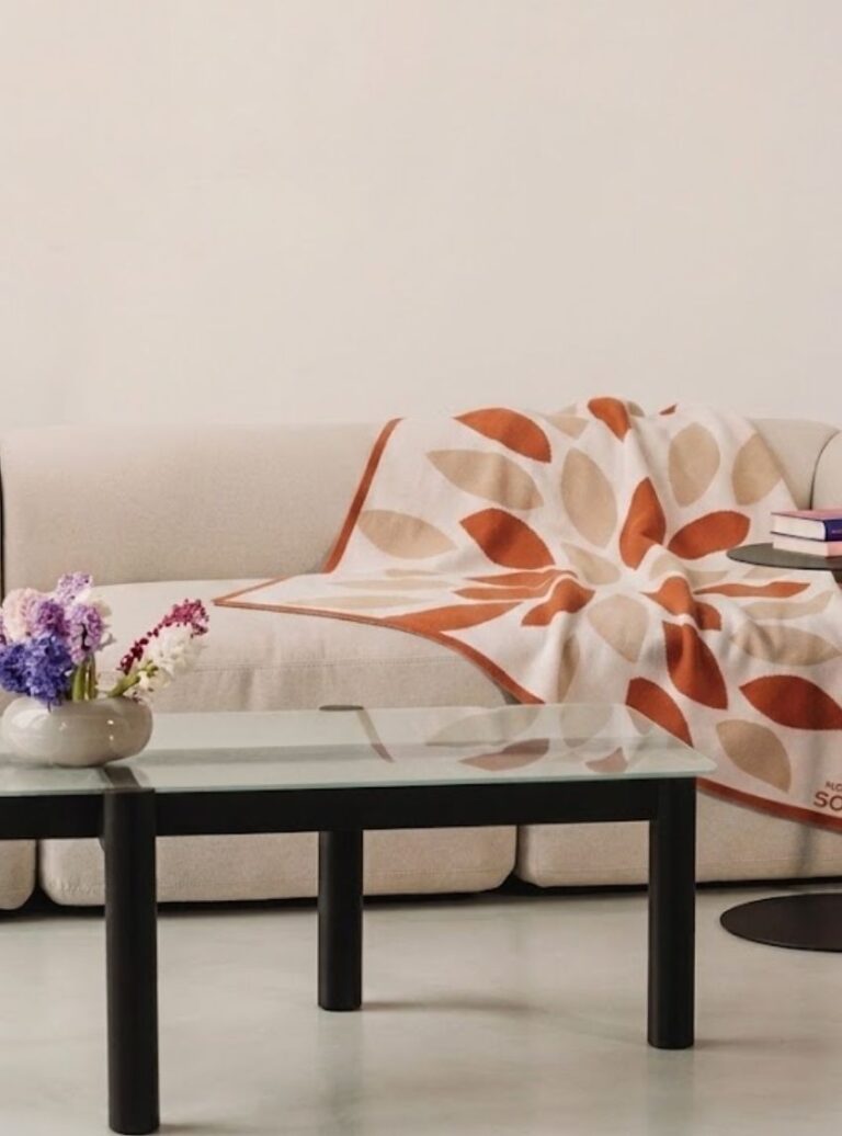 Maison Solfin - Grand plaid en laine mérinos beige/ocre – U