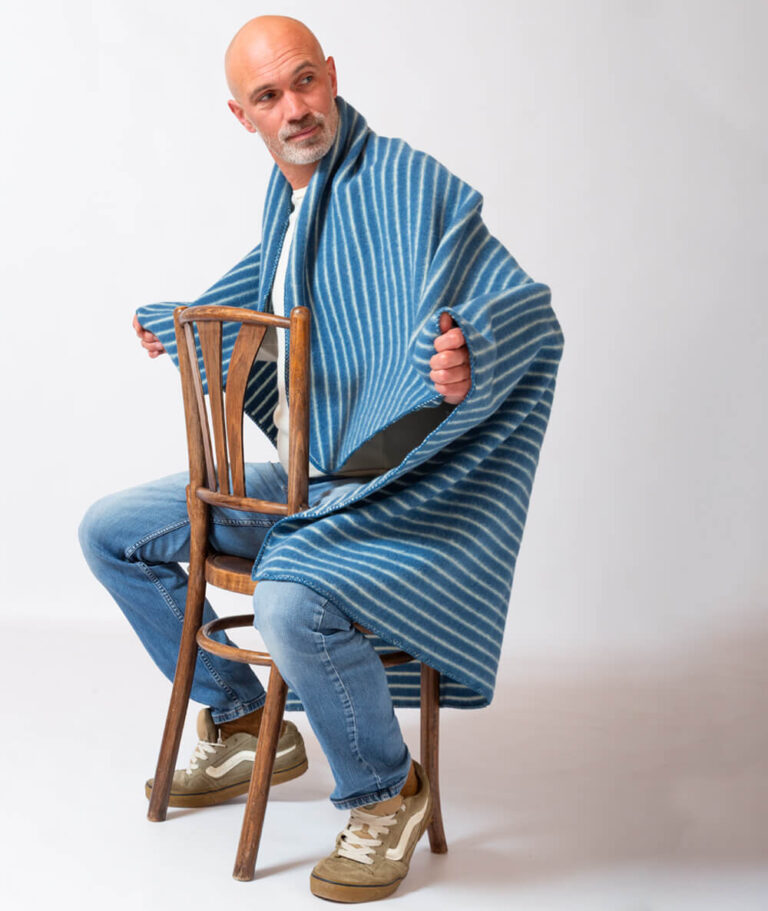 Ardelaine - Plaid tricoté en laine mérinos- Coloris rayés
