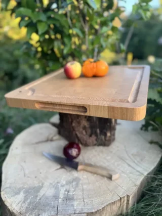 Sève et Copeaux - Planche à découper en bois de bout 39,5x40x3cm (avec rigole)