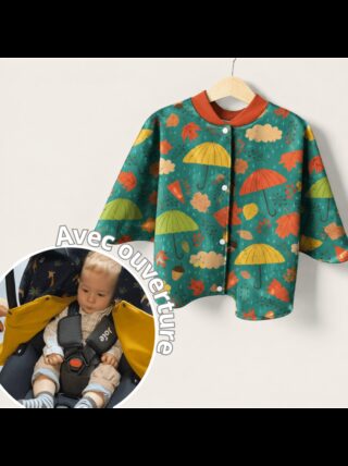 Poncho avec ouverture spécial voiture approuvé par Sécurange – Autumn par la marque Les Mômes des Dômes Les Mômes des Dômes - Poncho avec ouverture spécial voiture approuvé par Sécurange – Autumn