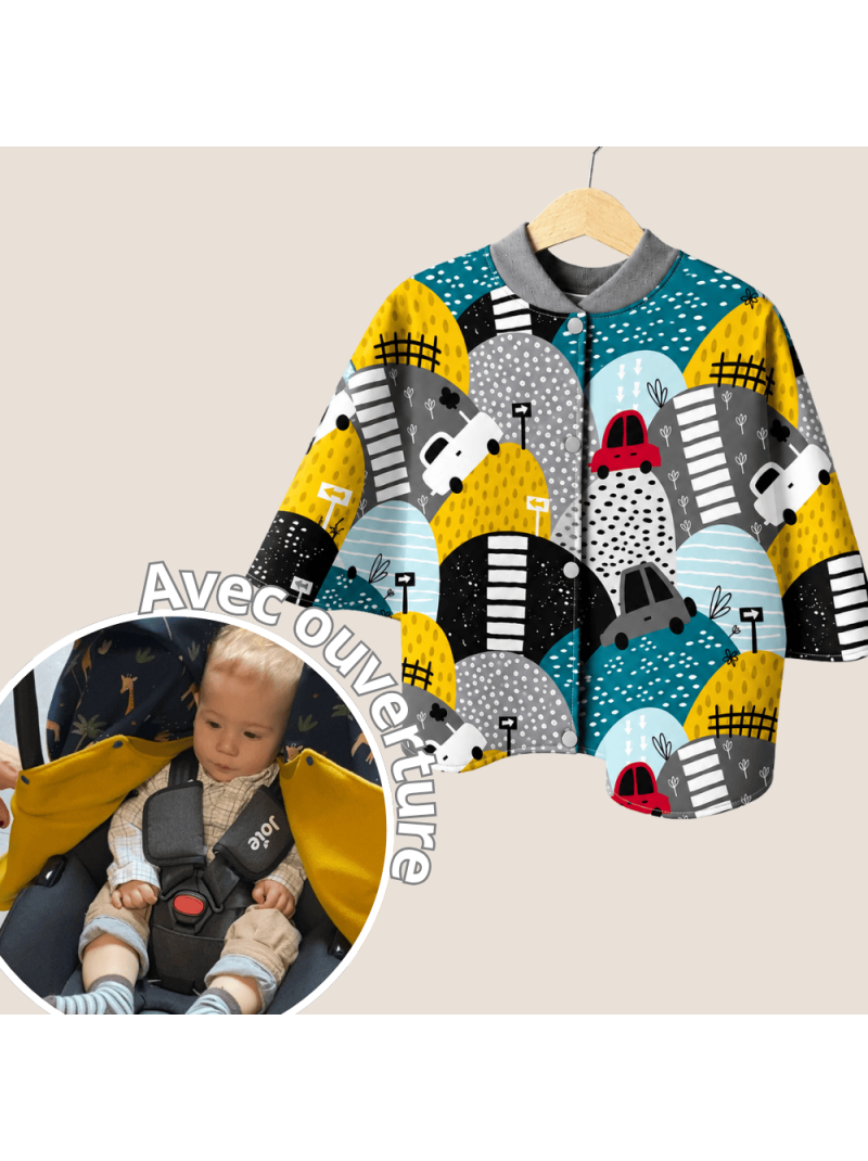 poncho avec ouverture special voiture approuve par securange simon Les Mômes des Dômes - Poncho avec ouverture spécial voiture approuvé par Sécurange - Simon