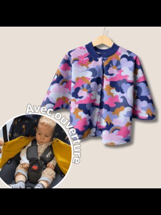 Poncho avec ouverture spécial voiture approuvé par Sécurange – Yoko par la marque Les Mômes des Dômes Les Mômes des Dômes - Poncho avec ouverture spécial voiture approuvé par Sécurange – Yoko