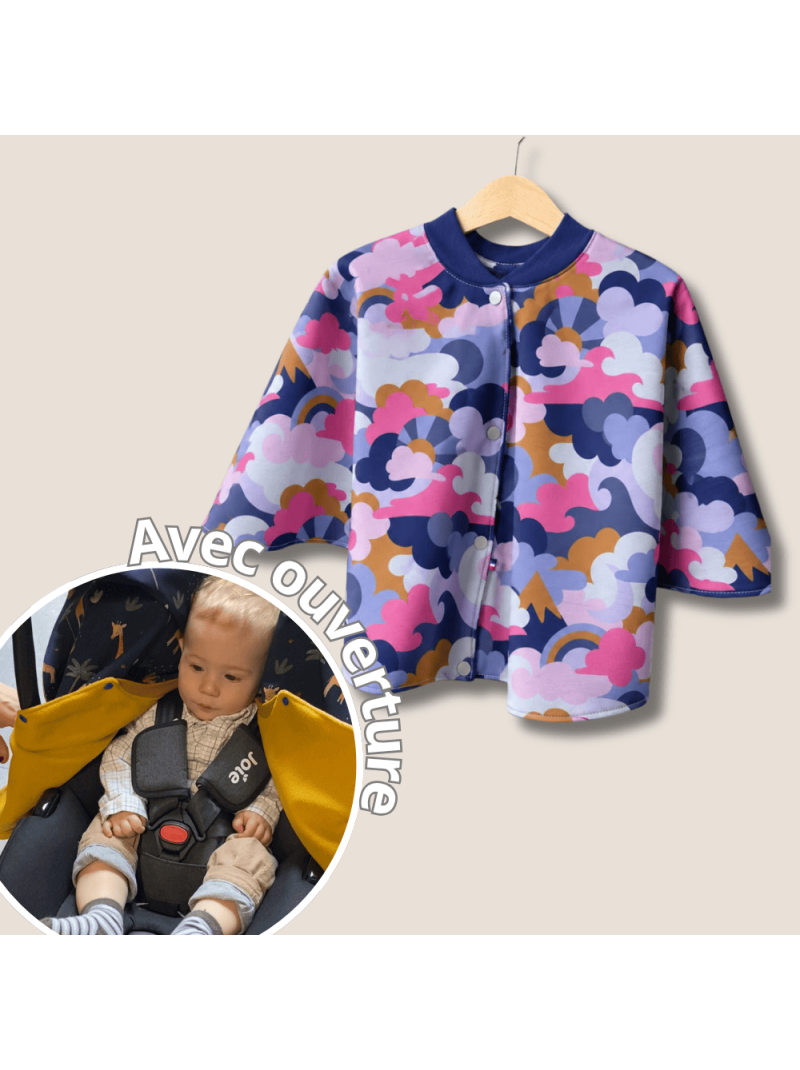 poncho avec ouverture special voiture approuve par securange yoko Les Mômes des Dômes - Poncho avec ouverture spécial voiture approuvé par Sécurange - Yoko