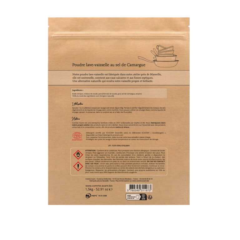 Comme Avant - Poudre lave-vaisselle au sel de Camargue - Version 3 – 1.5kg de poudre