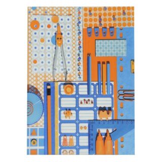 Protège cahier La Bricole Orange et bleu par la marque Maron Bouillie Maron Bouillie - Protège cahier La Bricole Orange et bleu
