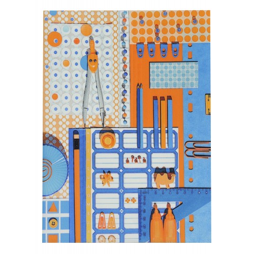 protege cahier la bricole orange et bleu MARON BOUILLIE - Protège cahier La Bricole Orange et bleu – A4