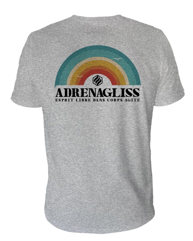 Adrenagliss - Rainbow - Teeshirt homme fabriqué en France en coton bio – Gris chiné