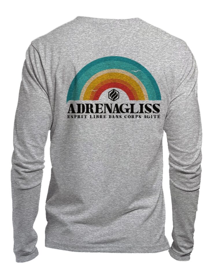 Adrenagliss - Rainbow - TEE SHIRT MANCHES LONGUES HOMME FABRIQUÉ EN FRANCE EN COTON BIO – Gris chiné
