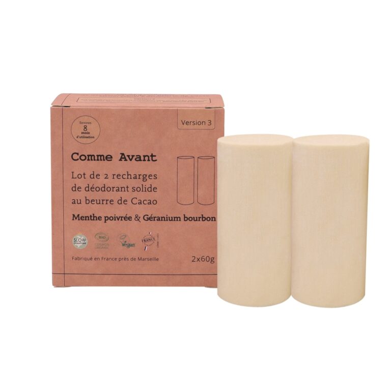 Comme Avant - Déodorant solide géranium & menthe poivrée - Version 3 – 1 déodorant - 60g