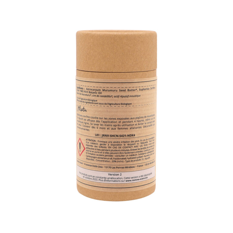 Comme Avant - Répulsif anti-moustique solide au beurre de murumuru - Version 2 – 1 répulsif anti-moustique - 80g