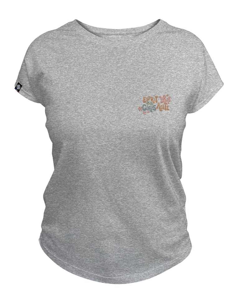 Adrenagliss - RETRO - TEE SHIRT FEMME FABRIQUÉ EN FRANCE EN COTON BIO – Gris chiné