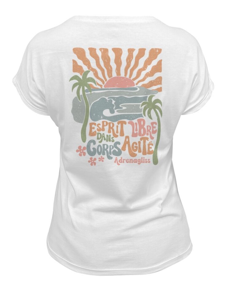 Adrenagliss - RETRO - TEE SHIRT FEMME FABRIQUÉ EN FRANCE EN COTON BIO – Gris chiné