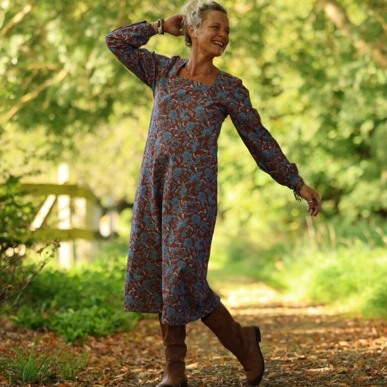 robe adelaide coton imprime prairie cuivree 3081809 Quintessence - Robe Adélaïde — Coton imprimé Prairie cuivrée – XXL