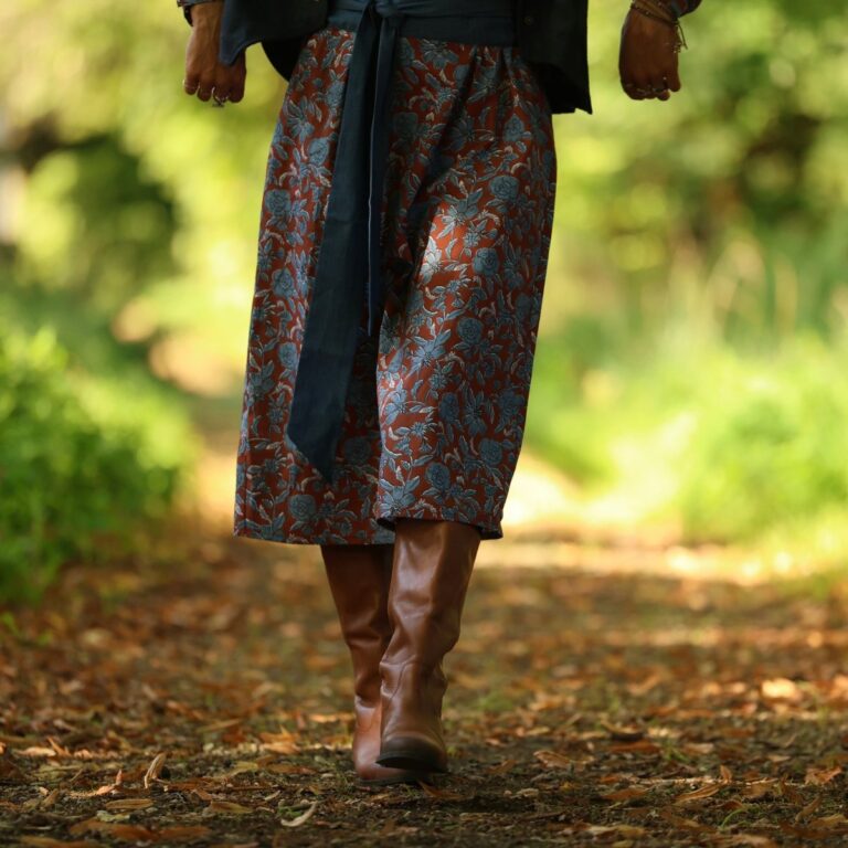 Quintessence - Robe Adélaïde — Coton imprimé Prairie cuivrée – XXL