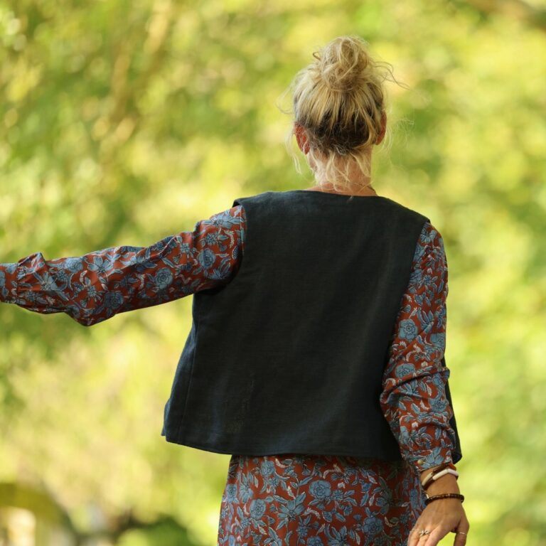 Quintessence - Robe Adélaïde — Coton imprimé Prairie cuivrée – XXL