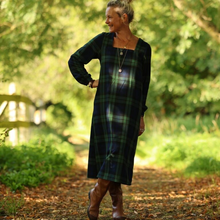 Quintessence - Robe Adélaïde — Tartan vert sapin – L