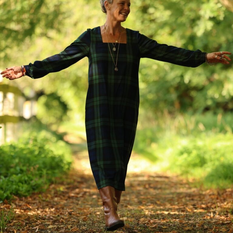 Quintessence - Robe Adélaïde — Tartan vert sapin – L