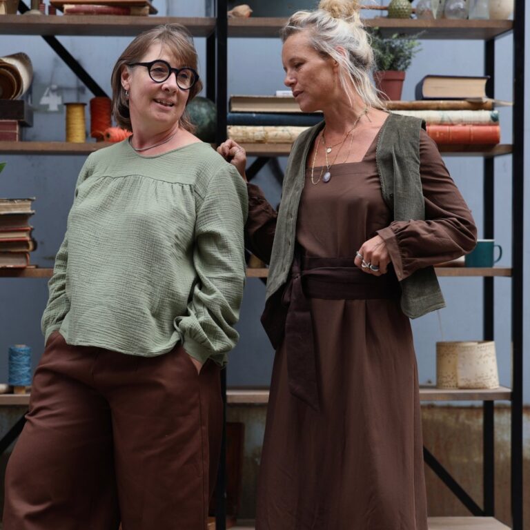 Quintessence - Robe Adélaïde — Viscose & lin chocolat – XXL