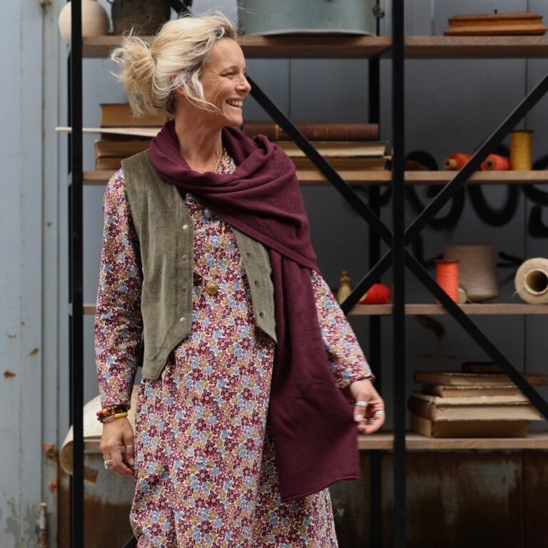 Quintessence - Robe Edmée — Velours milleraies Jardin d'opale – XXL