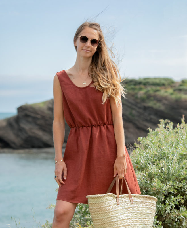 robe lin made in france sepia eco responsable apriletc 659x800 1 April & C. - Robe Mathilde - sépia – 42