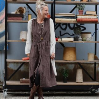 Quintessence - Robe Pauline — Velours côtelé chocolat