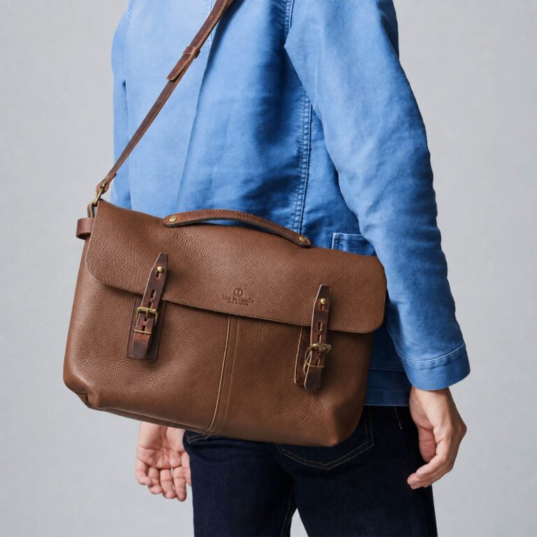 Bleu De Chauffe - Sac besace Lucien - Brun ambré
