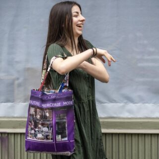Maron Bouillie - Tote bag Paris Mercerie Au mètre à ruban