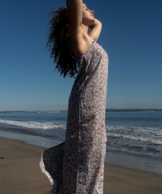 Fleurs Pois et Cie - Robe longue ou déshabillé 100% coton bio ou éco – Rouge/Bleu/vert clair/Gris