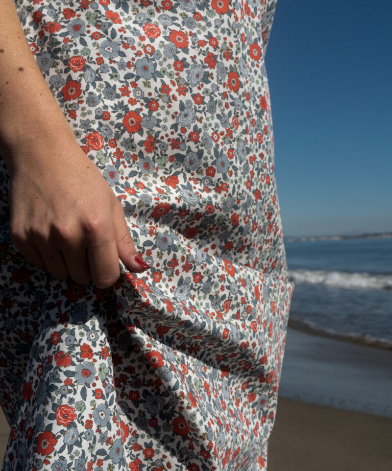 Fleurs Pois & Cie - Robe longue ou déshabillé 100% coton bio ou éco - Rouge/Bleu/vert clair/Gris