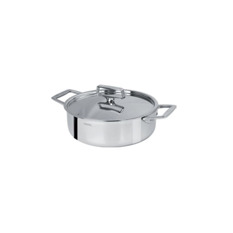 sauteuse a deux anses cristel castel pro en inox avec couvercle en inox 2 tailles CRISTEL - Sauteuse à deux anses CRISTEL Castel Pro en inox avec couvercle en inox - 2 tailles