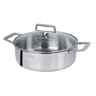 CRISTEL - Sauteuse à deux anses CRISTEL Castel Pro en inox avec couvercle en verre – 2 tailles
