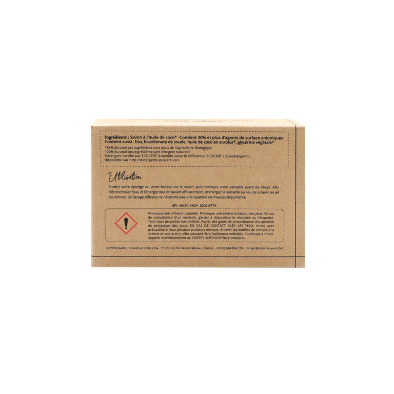 Comme Avant - Savon vaisselle solide à l'huile de Coco - Version 1 – 1 savon - 150g / Eucalyptus & Vetiver