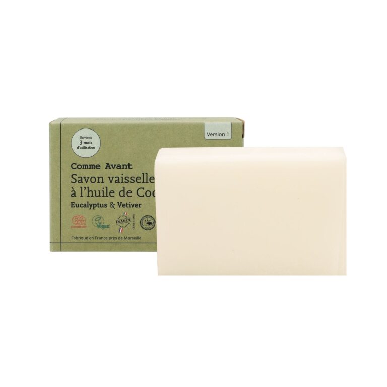 Comme Avant - Savon vaisselle solide à l'huile de Coco - Version 1 – 1 savon - 150g / Brut sans parfum
