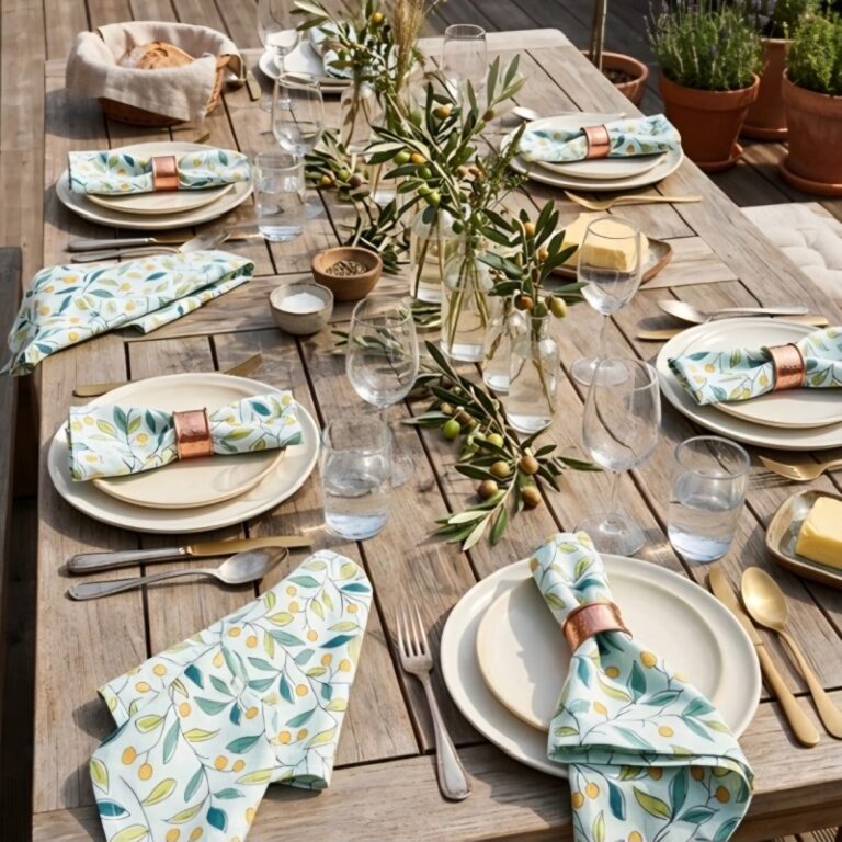 Fleur de Soleil - Serviettes provençales Tilleul vert - Lot de 2