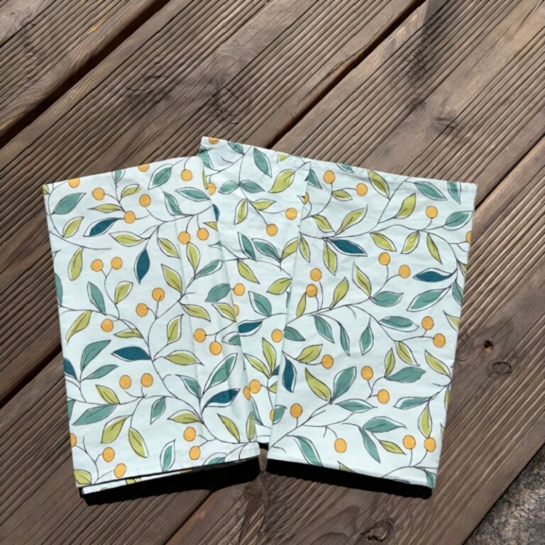 Fleur de Soleil - Serviettes provençales Tilleul vert - Lot de 2