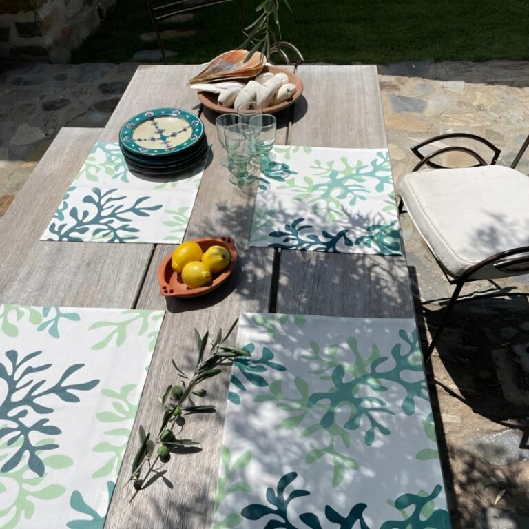 Fleur de Soleil - Set de table enduit Corail vert