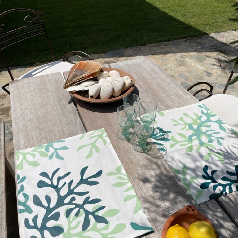 Fleur de Soleil - Set de table enduit Corail vert