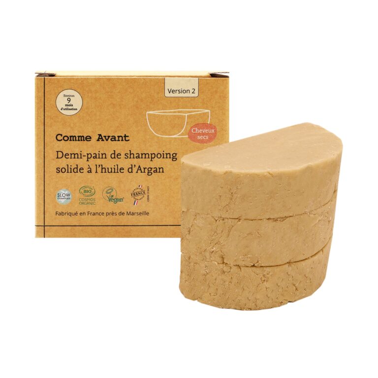 Comme Avant - Shampoing solide cheveux secs ou abimés à l'huile d'argan - Version 2 – 1 shampoing - 70g